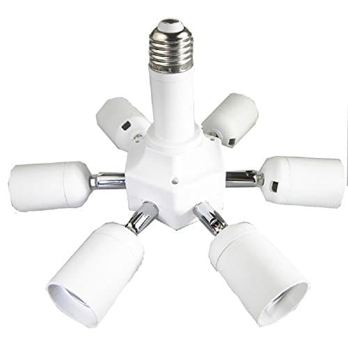 Firstmall E27 TO E27 Standard Medium Base Light Bulb Socket 7 in 1 Splitter Adapter (E40-6+1E27)