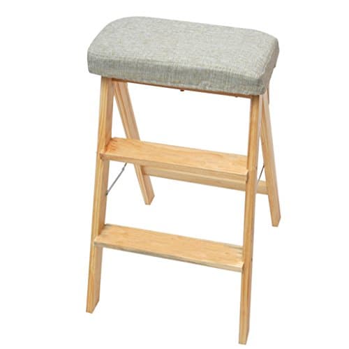 Simple Step Stools Foot Stool Solid Wood Folding 3 Step Ladder Kitchen Household High Stool (Color : Pure color)