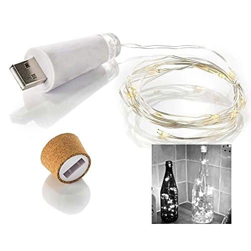 Led Bottle String Light, 1.5M Rechargeable USB Bottle Cork Wire Fairy String Light with 15 Waterproof LED Lights for Bottle DIY Decor Outdoor BBQ Gathering Party Wedding Holiday