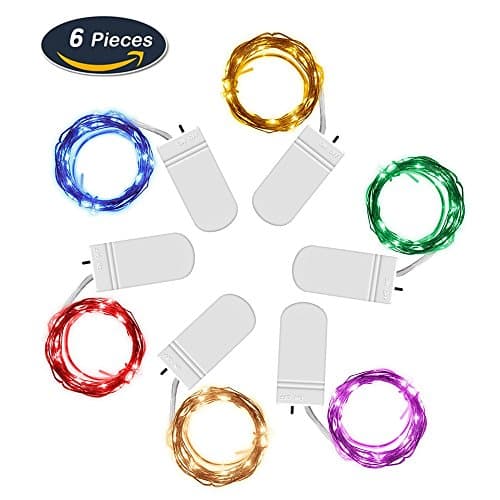 6 PCS Starry String Lights 6.5ft 20 Leds Copper Wire Battery Operated Firefly Lights Fairy Rope Light for Christmas Wedding Party Decoration (6 Colors)