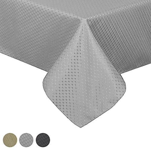 Wintop Waffle Jacquard Waterproof Tablecloth Polyester Rectangular Table Cover for Kitchen Dinning，Gray，60" x 84"