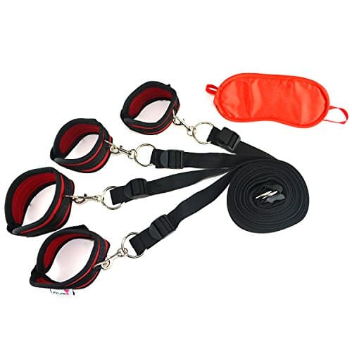 Restraint Limb Holding Device Straps Adjustable Under the Bed Restraints (Red_Black)