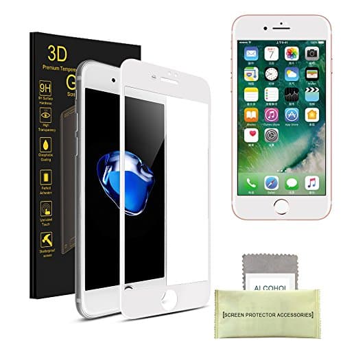 iPhone 6 Plus/6s Plus Screen Protector Glass, AKPATI 4D Round Edge Tempered Glass Screen Protective Film with Anti-Scratch Anti-Fingerprint Bubble Free Features for iPhone 6 Plus/6s Plus - White