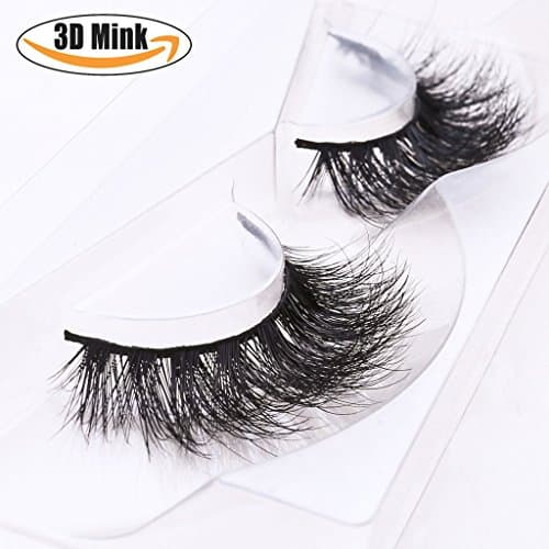 Long Thick Dramatic Look Handmade Reusable 3D Mink False Eyelashes For Makeup 1 Pair Pack with Lash Adhesive Ultra Lightweight Eye Lashes