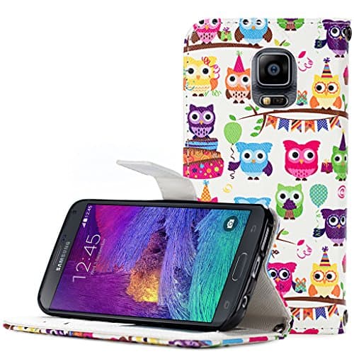 Note 4 Case, Galaxy Note 4 Case, Cellularvilla [Stand Feature] [Slim Fit] Wallet Case, Premium Pu Leather Case Flip Cover [3 Card Slots] For Samsung Galaxy Note 4 (AT&T / T-Mobile) (Multi Owl)