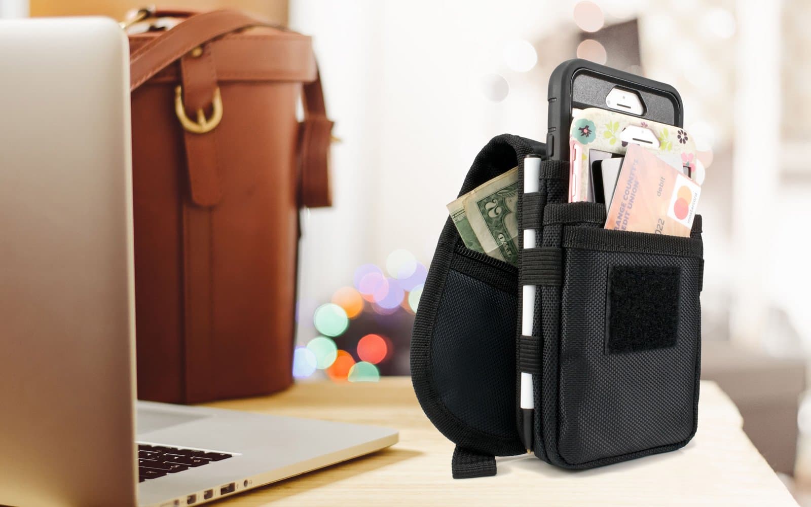 Cell Phone Dual Case Pouch Double Decker Fits Two iPhone 8 Plus 7 Plus, 6/6S Plus Note 8 W/ Case or Similar (1st Phone Measuring 159 x 80 x 9mm & 2nd measuring 165 x 85 x 16mm or Less)