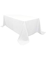 SilkLove Tablecloth - 90 x 132 Inch -White-Rectangular Polyester Table Cloth, Wrinkle,Stain Resistant - Great for Buffet Table, Parties, Holiday Dinner & More