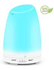 Essential Oil Diffuser,【Upgraded】Mulcolor120ml Aromatherapy Diffuser Aroma Diffuser, Cool Mist Humidifier for Essential Oils, Safety Waterless Auto Shut-Off, 7 Color LED Lights