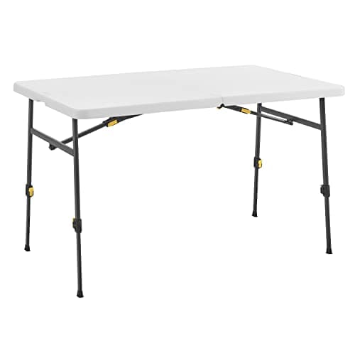Living and More 4ft Plus Height Adjustable Half Folding Table, White
