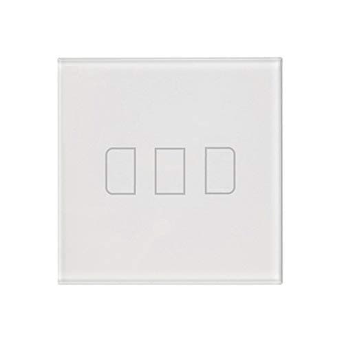 New Launch_WIFI touch Switch work with Amazon Alexa and Google Assistant for smart home automation_3 Gang_White Color (Rectangle Button)