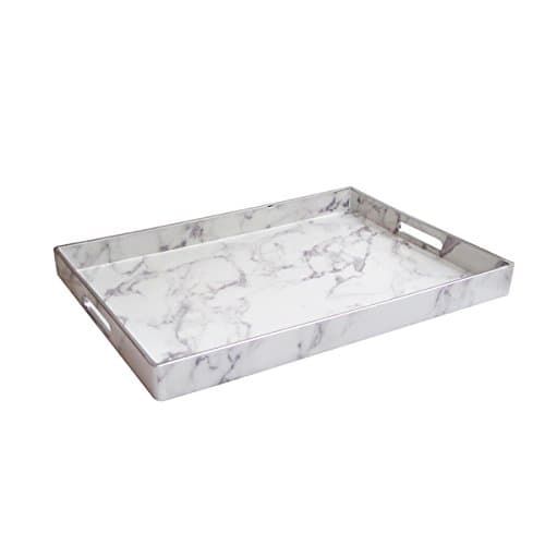 Marble White/Grey/Silver Serving Tray 14X19"