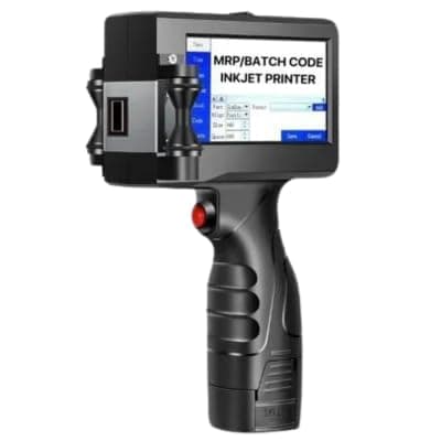 12.7mm Handheld Thermal Inkjet Printer | Portable Batch Coding Machine with Black Solvent Ink for MRP, Expiry Date, Barcode & QR Code Printing