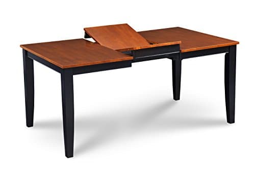 Trithi Furniture - Fullerton Solid Wood Extendable Dining Table with Cherry Color Tabletop (Black Frame)