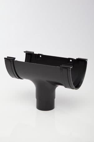 POLYFLOW Polypipe Deep Capacity [BLACK] RUNNING OUTLET RD505 for 117mmx 75mm PVCu half round deepline guttering systems