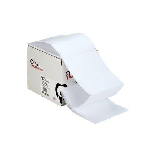 Dot Matrix Printer Paper Pin Fed Continuous Printout, 9-1/2 Inch x 11 Inch, White, 20lb, 2,400ct by Office Impressions