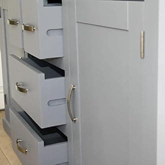 Wooden Bathroom Vanity Unit with 2 Ceramic Basins - Modern Bathroom Sink Cabinet with Drawers - Double Vanity Unit with Chromed Mixer Taps - Grey Painted - Tap Mounted Rectangle Bowl (603GCB021A2)