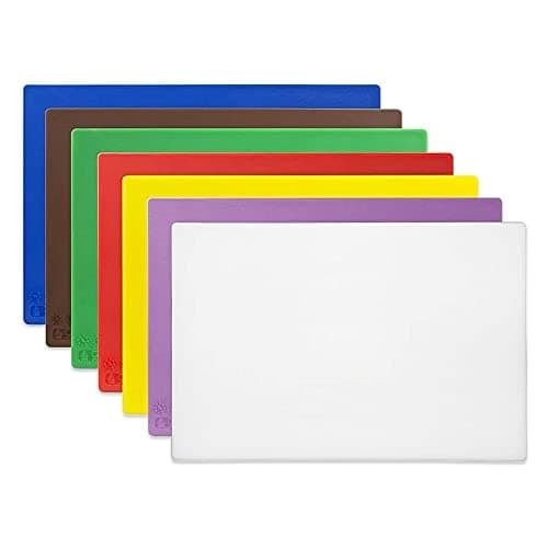 Hygiplas Colour Coded Low Density Chopping Board Set with Rack & Wall Chart 7 Piece, CH041