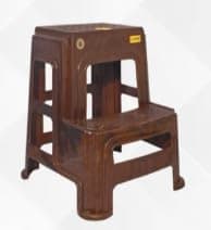 Highway Plastic 2-Step Stool for Home, Office & Kitchen Use with 120 Kg Weight Capacity, Non-Slip Surface, Portable Step Ladder for Easy Access and Convenience (Pack of 1) (Wood Brown)