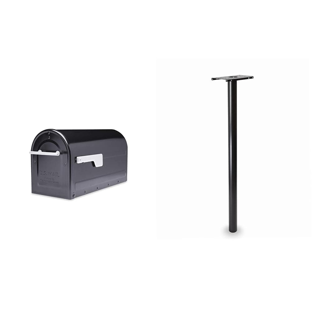 Architectural Mailboxes Boulder Mailbox and Pacifica Post Bundle, Black
