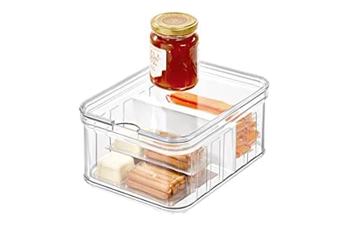 Interdesign Idesign Fridge Storage Box (21 Cm X 16 Cm X 9.6 Cm), Small Kitchen Storage Container Made Of Bpa- Plastic, Kitchen Organiser For Tinned Foods, Spices And More, Clear