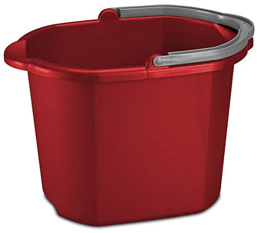 16 Quart 15L Heavy Duty Sturdy Dual Spout Rectangular Pail Bucket Organizer Household Cleaning Supplies Projects Mopping Storage Comfortable Durable Grip Pour Handle-Red (2)