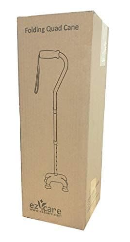 Adjustable Lightweight Folding Quad Cane, Metallic Black