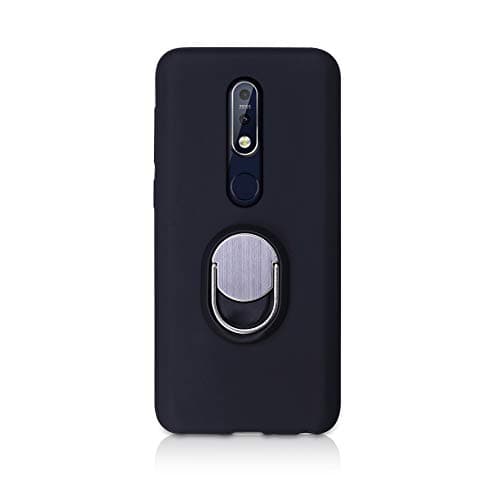Nokia 7.1 Case, Rotating Ring [360°Kickstand] Soft Slim TPU [Ultra-Thin] Protection Cases Cover Compatible with [Magnetic Car Mount] for Nokia 7.1 (Black)