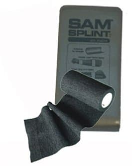 SAM SplintSingle Combo Pack, (1) 4.25" x 36" Charcoal Gray Flat Fold Moldable Splints for Fracture & Sprain Immobilization Plus (1) 3" x 5 Yards Black Cohesive Wrap, First Aid Emergency Use- 2 Piece Kit