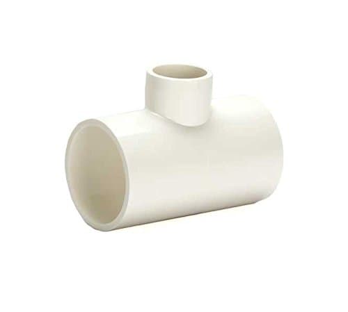PVC Reducing Tee Pipe Fitting - Pipe Size Adapter Fitting - 1-1/2-Inch to 3/4-Inch - Socket / Slip - Schedule 40 - White