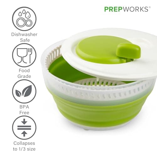 Progressive CSS-2 Green Collapsible Salad Spinner - 3 Quart Capacity