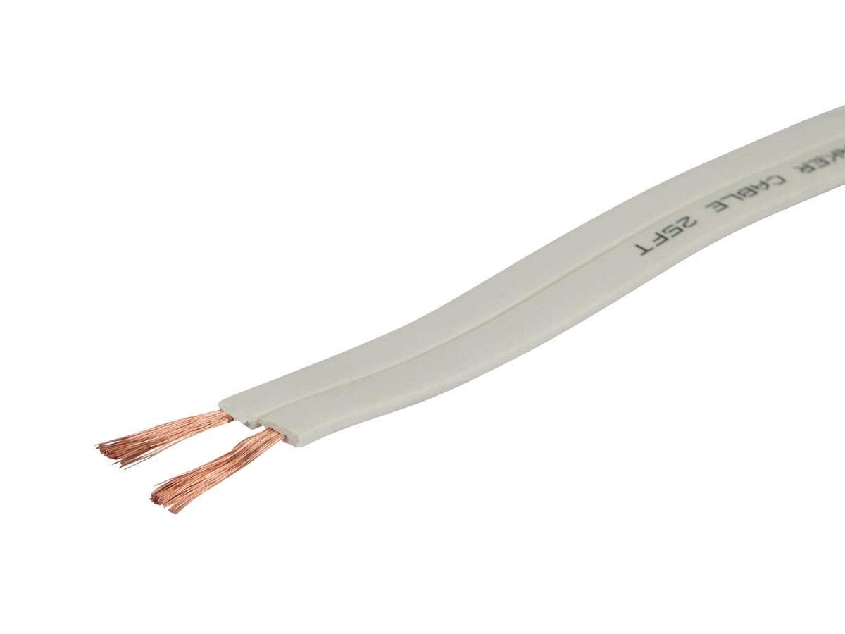 Pure Copper Flat Speaker Wire - CL2 in Wall Rated, Jacketed in PVC Material, 16AWG, 100 Feet