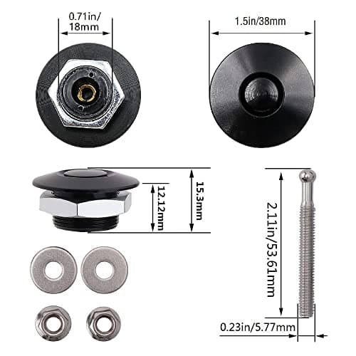 ANJOSHI 2Pack Quick Release Latch Lock Clip Push Button Bonnet Kit 1.5in/38mm Diameter Universal Aluminum Alloy Quick Latch Lock for Bumper License Plate Hood or Various DIY(2Pack-Black Plus)