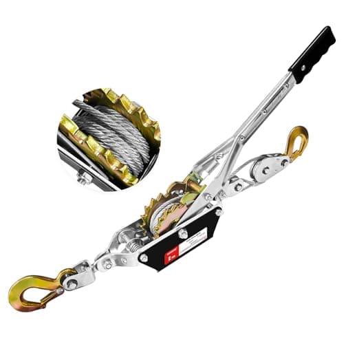 YATOINTO Come Along Winch 2 T Pulling Capacity 7 FT Steel Cable 2 Hooks Heavy Duty Ratchet Power Puller Tool with Dual Gears Automotive Hoist Cable Puller Ideal for Vehicle Rescue.