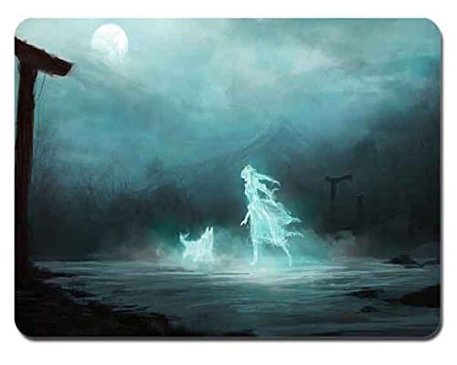 Ghost Girl and Dog background Pattern Soft Silicone Durable Optical Computer Mouse Mat Rectangular Pads RB0088