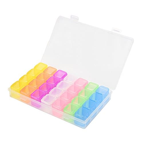 Ktyssp 1PC Plastic Nail Tool Decorations Empty Storage Case Box Plastic 28 Slots Nail Art Tools Jewelry Storage Box Case Organizer Beads
