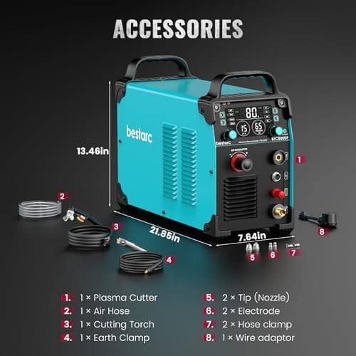 bestarc Plasma Cutter, [Pilot Arc] [Large LED Display] [Air Sensor] 80A bestarc Plasma Cutter Machine 110/220V Dual Voltage, 7/8 Inch Clean Cut 1.38 Inch Max Cut, Post Flow 2T/4T for Beginners DIY