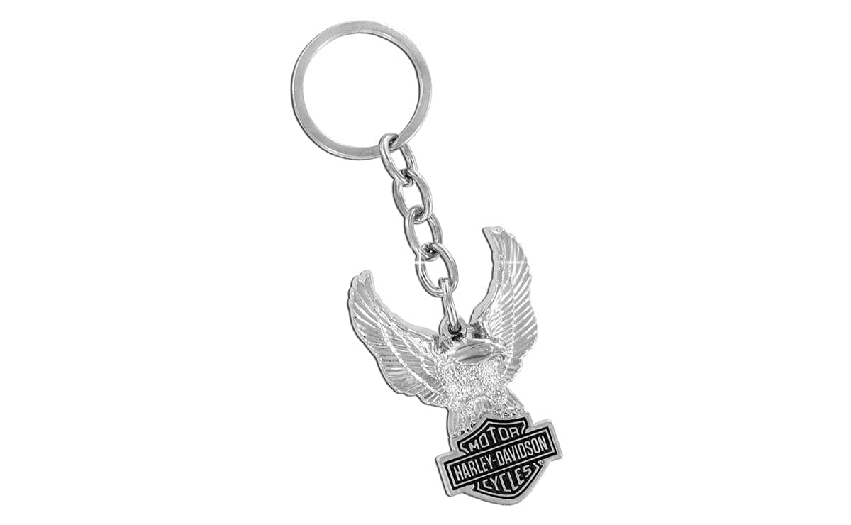 Harley-Davidson Colored Bar & Shield Keychain Key Ring Chain Tag Fob Holder (Silver Eagle)