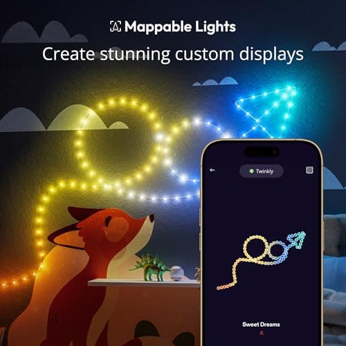 Twinkly Strings USB-C Star 200 LED, Star-shaped LED Light String, Christmas Lights, RGB Multicolor LED Lights, Mappable LEDs, Compatible with Alexa, Google Home, USB-C Power, Green Wire, 12m