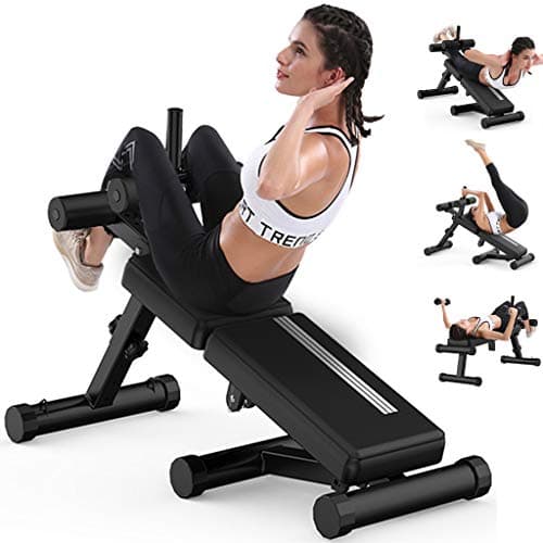 Home Gym Workout Bench Foldable Sit Up Bench, Adjustable Dumbbell Bench, Weight Bench, Exercise the Abdomen, Waist, Back, Legs, Hands, Whole Body Sport (Black)