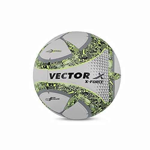 Vector X 16 Panel X-Force Textured PU Thermobonded Indoor/Outdoor Water-Resistant Futsal Football with Latex Bladder, White-Green, Size 5, Suitable for Match and Training for Adults 15+ Years
