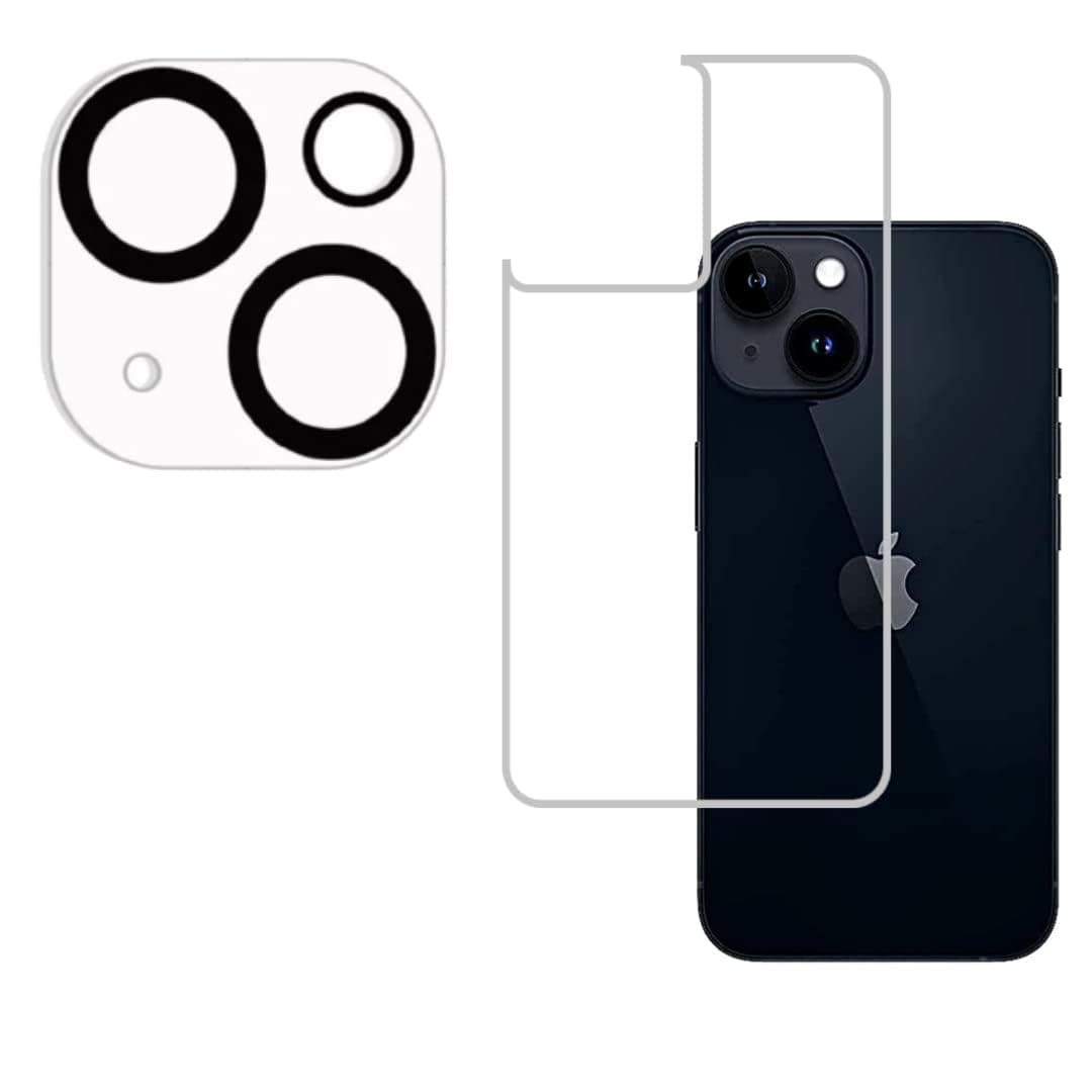 TECH KONNECT Ultra Thin Flexible Back Guard with Transparent Camera Protector for iPhone 15 Plus, Tempered Glass