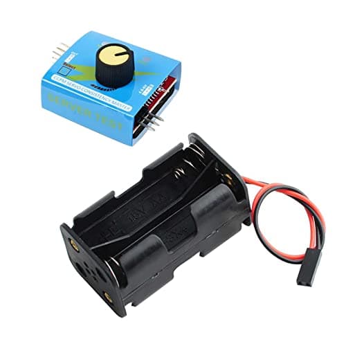 4 Cell AA Battery Holder Case with JR Connector 2P Black Red Wire + 3CH Digital Servo Tester ESC Speed Controller Checker CCPM Servo Consistency Master for Helicopter Car Boat Robot Servo