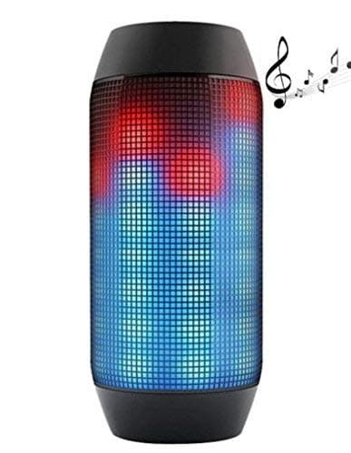 Pulse LED mobile speaker with multi-level bass system LED hands-free function for indoor and outdoor use. Portable Bluetooth-compatible music box for iPhone, Samsung and Android devices.