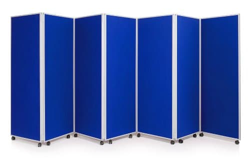 7 Panel Mobile Concertina Folding Office Display Screen/Room Divider x1500mm High - Royal Blue