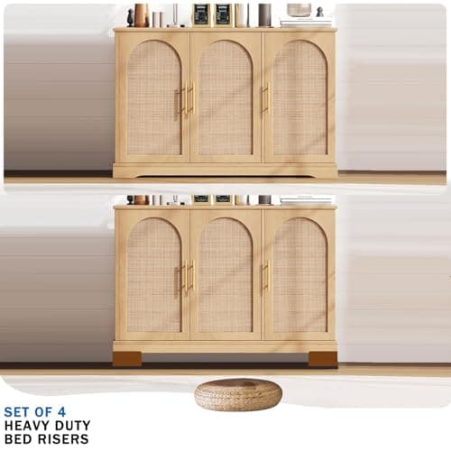 Furniture Risers 3 inch, Rectangle Adjustable Risers Blocks for Bed Sofa Table and Couch Lift to 1.5 or 3 inch，Heavy Duty Support Up to 1,300 Lbs (4 Pack-Brown)