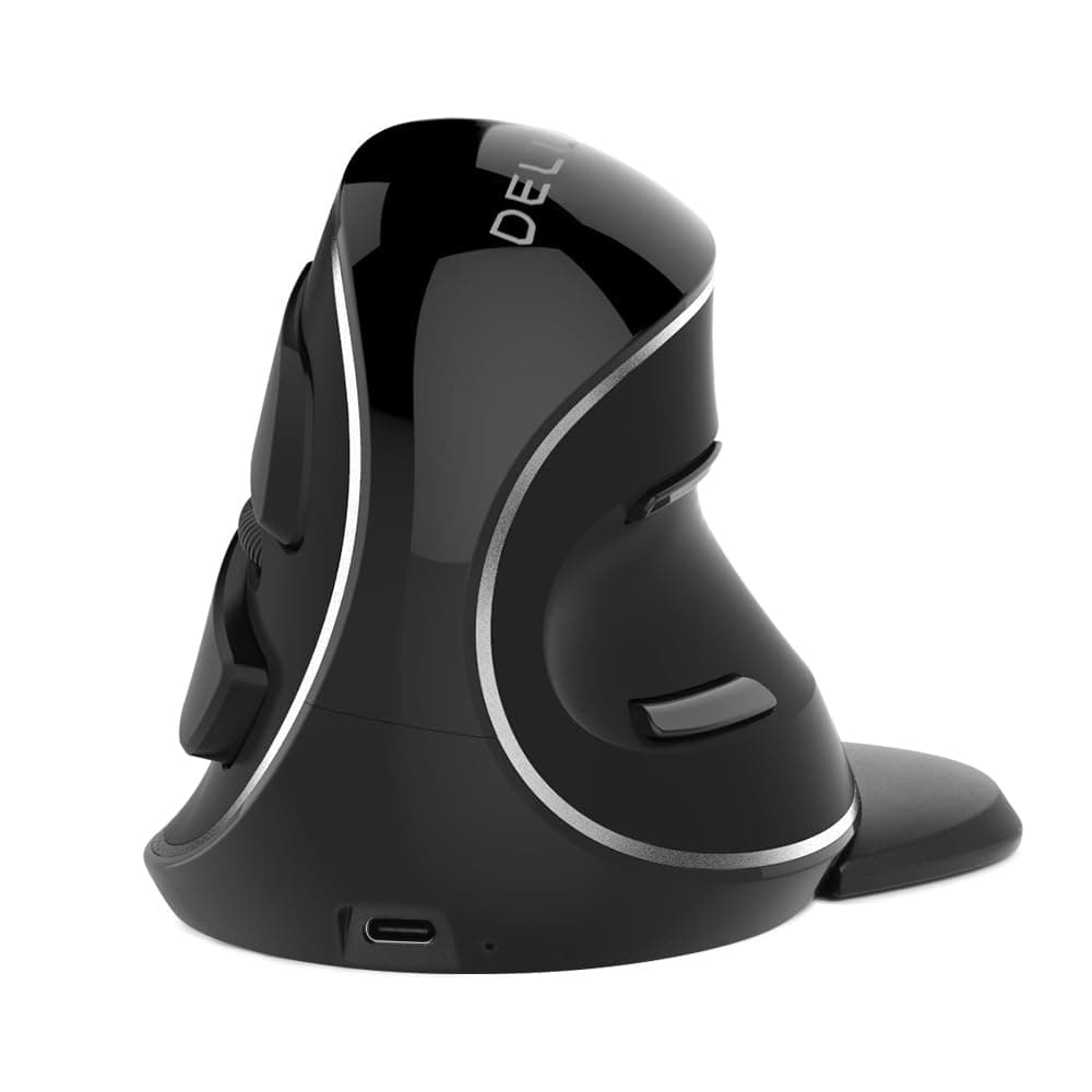 Wireless Ergonomic Mouse with 4000DPI, Vertical Mouse with USB Receiver and BT1 + BT2, 6 Buttons and Removable Palm Rest for Laptop Computer and Carpal Tunnel (M618PD-Black)