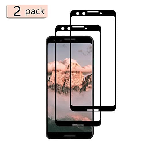 Waywax for Google Pixel 3 Glass Screen Protector Full Coverage Non Glare，[2 Pack] [Case Friendly] [HD][Anti-Fingerprint][Anti-Bubble][9H Hardness] Tempered Glass Screen Protector for Pixel3 (Black)