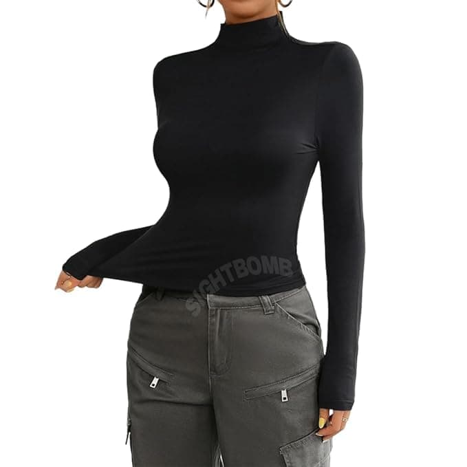 Ultra Soft Feather Touch Micro Fiber Turtle Neck Cuddle TEE Fullsleeve Tops for Women