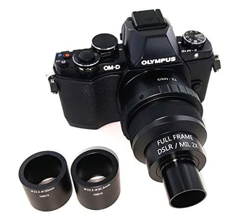 2X Microscope Adapter for Micro 4/3 Mirrorless Cameras. Fits 23mm, 30mm and 30.5mm Ports