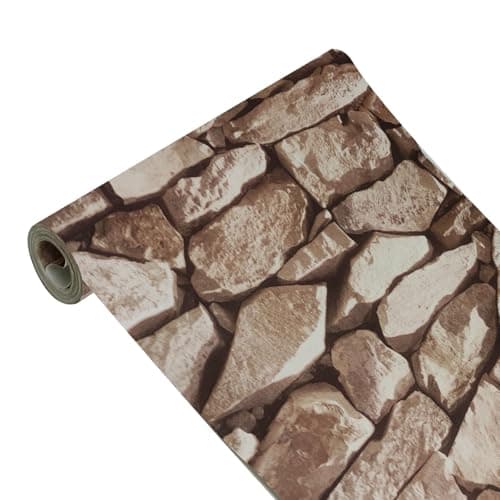 3D Effect Stone Texture Wallpaper Roll - Non-Woven Retro Decoration for Bedrooms, TV Wall, Living Room - Realistic Rustic Modern Accent